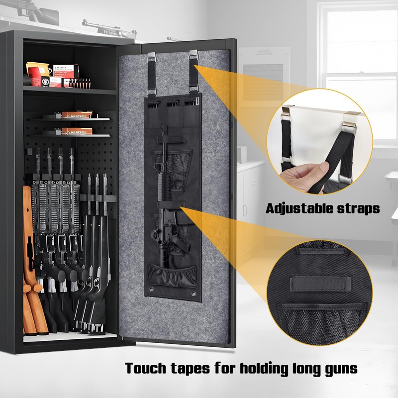 INKUITEN Gun Safe Door Organizer,Handgun Hanger with Elastic Triple Mag
