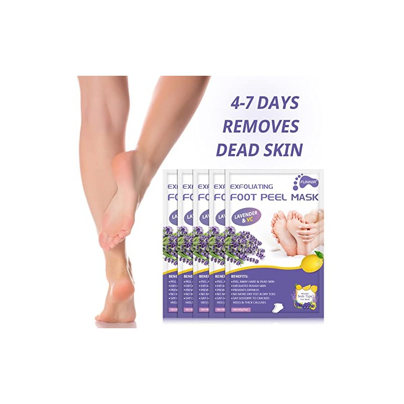 FUNNIR Foot Peeling Mask (5 Pack) Exfoliant for Peeling Off