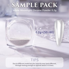 PrettyDiva White Pearl Chrome Nail Powder Pearlescent Nail Glitter Nail Art (Icy white 0.2g)