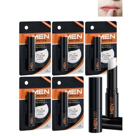 Lip Balm for Men - 5pcs Vitamin E Hydrating Mens Chapstick, Moisturizing and Soothing Lip Care Moisturer, Improve Dry & Chapped Lips, Colorless Non-Sticky Lip Balm Set,Thanksgiving Lip Care Gift Kit for Men