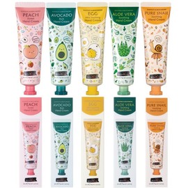 [ skinpastel ] Skin Pastel Hand Cream 5-Piece Set (Pretty Individual Packaging) (Egg Peach Aloe Avocado Snail), 5 Pieces, 60g / [ skinpastel ] 스킨파스텔 핸드크림 5종세트 (예쁜낱개포장) (에그피치알로에아보카도스네일), 5개, 60g