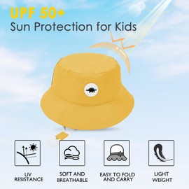 Zando Baby Sun Hat UPF 50+ Sun Protective Adjustable Wide Brim Toddler Bucket Hats for Boys Summer Outdoor Beach Swim Play Boy Girl 12-24 Months Yellow