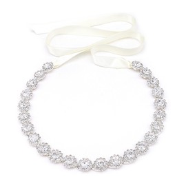 Oriamour Crystal Wedding Headband Bridal Headpiece Rhinestone Bridal Hair Accessories For Brides Flower Girl Bridesmaids Silver