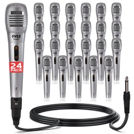 Pyle Professional Dynamic Microphone - 24-Pack Unidirectional Handheld Mic with Built-in Pop Filter, High Signal Output, 6.5 ft. XLR Audio Cable, Ideal for Stage, Karaoke & Studio Performances