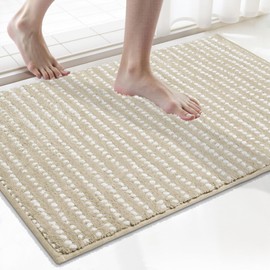 Tyrot Ultra Absorbent Bathroom Rugs,17x24 Soft and Plush Polka Dot Bath Mats for Bathroom Non-Slip TPR Backing Bath Mat Machine Washable Khaki Bath Rugs for Floor, Shower, Tub and Laundry