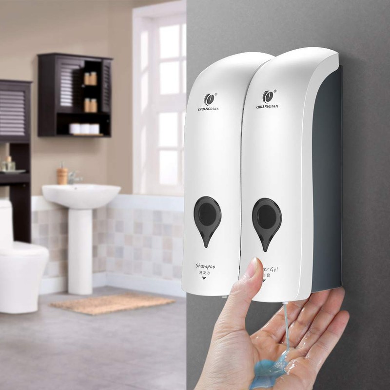 Decdeal Manual Soap Dispenser Double Head Bathroom Kitchen Hotel 300ml