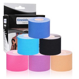 Defresit Sports Tape, 6 Rolls of 5m x 5cm Muscle Tape Knee Tape K Tape Kinetic Tape, Breathable & Latex Free Tape for Exercise Sports Injury Recovery(Multicolor)