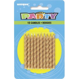 Unique Party Candles, 2.5", Gold Spiral