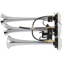 Scitoo 150db Super Loud 3Pcs Electric Air Horns Kit for Vehicles, Air Horns Kit without Pump, Applicable for Bus, ATV, Motorcycle, Van, Truck (Black)