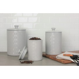 10 Strawberry Street Kitchen Canister, 3 Piece Set, Diamond Gray