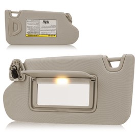 Left Driver Side Sun Visor with Light Fit for Nissan Altima 2013 2014 2015 2016 2017 2018, Without Sunroof Replaces for 96401-3TA2A Beige