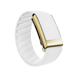AR LABS SuperKnit Luxe Whoop 4.0 Compatible Band | Premium Ultra-Soft Weave | Stainless Steel Precious Metal PVD Treated | Includes Hook, Clasp & Slider – UK Company (Arctic White with Gold)