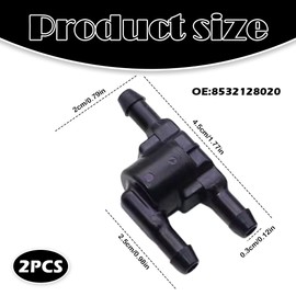 2-Pack Non-Return Windshield Washer Valve, valves with washers,3-Way OE- Black