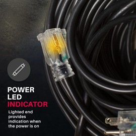 6ft Power Outdoor Extension Cord & Indoor - Waterproof Electric Drop Cord Cable - 3 Prong SJTW, 14 Gauge, 15 AMP, 125 Volts, 1875 Watts, 14/3 by LifeSupplyUSA - Black (5 Pack)