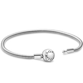 APUUESN Sterling Silver Charms Bracelet with Logo Engraving, Bracelets Moments Series, Bracelets Me Series, Charms Pendant Bracelet from 17 cm to 21 cm, Gold, Silver, 21 cm, Sterling Silver
