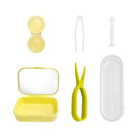 HINFHI 1 Piece Contact Lens Tweezers, 1 Piece Contact Lens Box, Insertion Auxiliary Tools, Convenient Travel, Creative Eye Care Tools.
