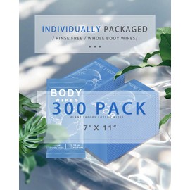 FUMMI 300 Pack Body Wipes – Large Individually Packaged Bath Wipes for Adults, Travel, Gym, Camping, Elderly, Bedridden – No Rinse Bath Wipes, Moisturizing & Refreshing Clean