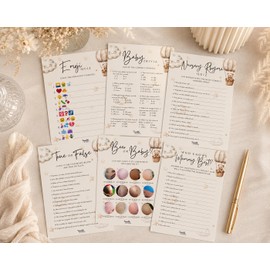 Twinkle & Twine Neutral Teddy Bear Baby Shower Games Bundle – 10 Pack