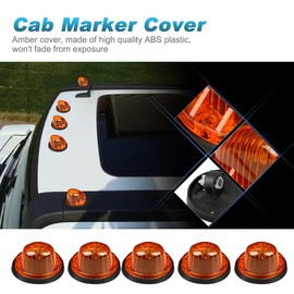 Partsam 5X Roof Running Cab Marker Light Amber Cover Lens/Base Compatible with C/K Series 1973 1974 1975 1976 1977 1978 1979 1980 1981 1982 1983 1984 1985 1986 1987 Pickup Truck