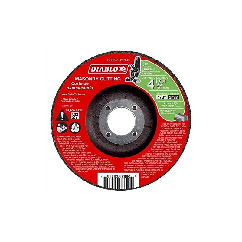 Diablo Masonry Cut-Off Disc for Angle Grinders - 4-1/2" Diameter,