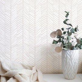 MelunMer Beige Modern Peel and Stick Wallpaper Boho Contact Paper for Cabinets Beige Stripe Contact Paper Line Self-Adhesive Removable Wallpaper for Bathroom Bedroom Liner Easy to Use 276" L 17.3" W