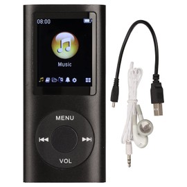 CYSFETENA Stylish MP3 Player with Lossless Sound, 1.8 Inch LCD Screen Aluminium Alloy Portable Music Player, Supports up to 64 GB, for Sports Entertainment (Black)