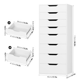 FACBOTALL Tall White Dresser, 8 Drawer Dresser with Groove Handles, White Tall Dressers, Modern Chest of Drawers with Large Storage Space for Home Office