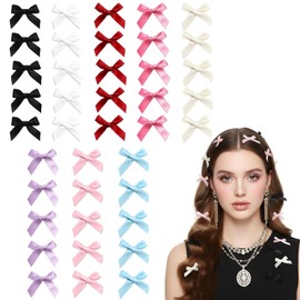 DONGFANGB Ribbon Hair Clips, 8 Colors, Set of 40, Bowknot, Small Size, Cute, Hair Ornament, Women's, Children's, Weddings, Graduations, Recitals, Birthdays