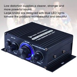 DASNTERED Power Amplifier, AK170 Amplifier, DC12V HiFi Music Receiver for Home Car, Mini 2 Channel HiFi Super Bass Subwoofer with AUX/USB Input, Speaker/Earphone Output