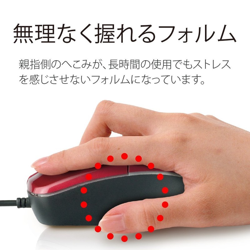 BUFFALO BSMOU27SMBL Wired Optical Mouse, Silent, 3 Buttons, Size M,