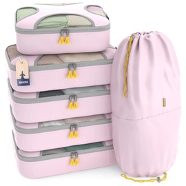 Shacke 6 Set Packing Cubes for Travel Lightweight Luggage Organizer (Petal Pink)