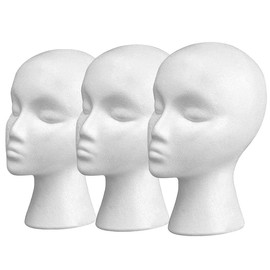 11" 3 Pcs Wig Head - Tall Female Foam Mannequin Wig Stand and Holder for Style, Model And Display Hair, Hats and Hairpieces, Mask - for Home, Salon and Travel