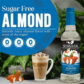 Syruvia Sugar Free Coffee Syrup, Almond Flavored Syrup for Drinks, Lattes, and Desserts – 25.4 fl oz