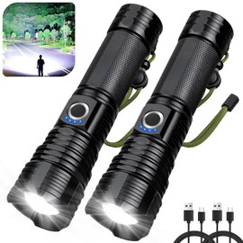 Rechargeable Flashlights High Lumens, 2Pack 990,000 Lumen Super Bright LED Flashlight with 5 Modes & Waterproof, USB Fast Charging Handheld High Powered Flash Light for Home, Camping, Emerge∩cies