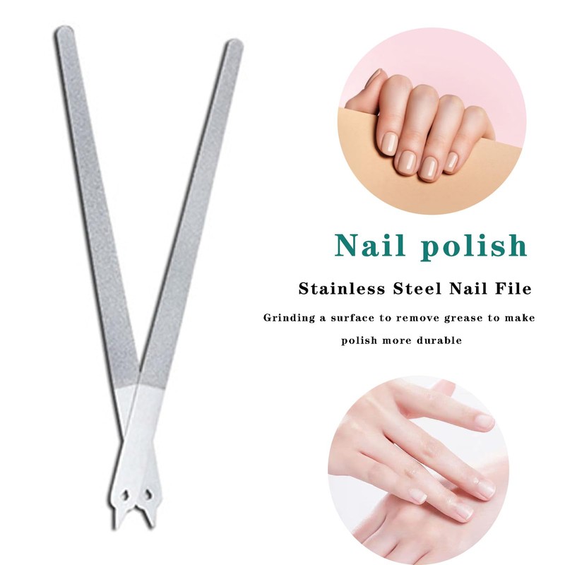 2PC 8 Diamond Dust Nail File - Stainless Steel Nail