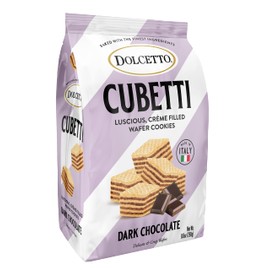 Dolcetto Cubetti Wafer Cookies, Creamy Dark Chocolate Flavor Sweets, Crispy Gourmet Treats made in Italy, NO Preservatives, 8.8oz Bag, Great snacks for sharing and gift baskets (Pack of 3)