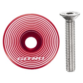 HARFINGTON Headset Stem Top Cap 1-1/4 Aluminum Alloy Cycling Headset Cover Stem with M6 Bolt for Mountain Bike Road Bicycle MTB, Red