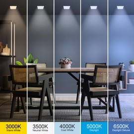 Feit Electric 7.5 Inch LED Square Ceiling Light, Dimmable Flat Panel Light with Color Selection (5CCT), Fits 5/6 Inch Recessed Cans, TP24 Adapter Included (7.6"x 7.6"x 1.3"), 4 Pack, 74208/6WYCA/4