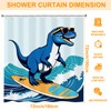 rzzlp Cute Dinosaur Surfing Ocean Shower Curtain,Dino Bathroom Shower Curtains