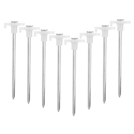 Tent Stakes, Galvanized Steel Pop Up Tent Stakes Pegs with Fluorescent Stopper for Pitching Camping Tents Canopy (White)