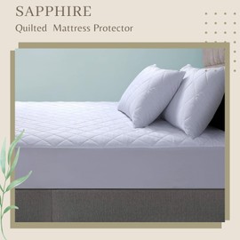 Sapphire 100% Waterproof Mattress Protector,Extra Deep 38cm Fitted Skirt Anti Allergy Supersoft Quilted Bed Protector Cover Mattress Cover (Double)