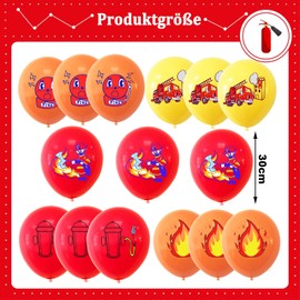 ParPix Pack of 15 Fire Brigade Birthday Decoration Balloons, 12 Inch Fire Brigade Decoration Children's Birthday Balloons, Fire Engine Latex Balloons, Fire Engine Birthday Balloons