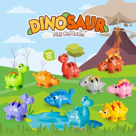 20 PCS Dinosaur Number Learning Toys for Toddlers Kids 3-5, 10 Different Dinosaur Figures, Double Sided Number Matching Game, Preschool Activities Montessori Fine Motor Toys for Toddlers Kids