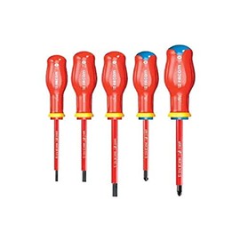 Facom ATP.J5VE Set of 5 PROTWIST® SCREWDRIVERS 1000 Volts insulated for PHILLIPS® screws & for slotted screws