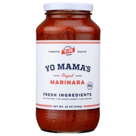 Keto Marinara Pasta and Pizza Sauce by Yo Mama's Foods, No Sugar Added, Low Carb, Low Sodium, Gluten Free, Paleo Friendly, and Made with Whole, Non-GMO Tomatoes, 25 Ounce (Pack of 6)
