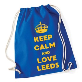 Hippowarehouse Keep Calm and Love Leeds Drawstring Cotton School Gym Bag 37cm x 46cm, 12 litres