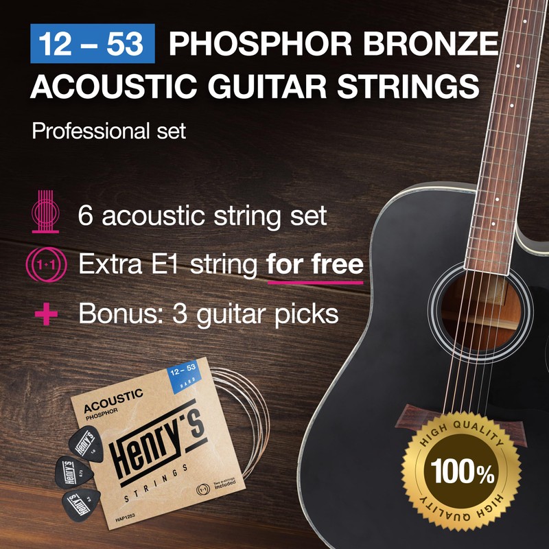 Henrys® Acoustic Guitar Strings 12-53 - Phosphor Bronze Western Guitar