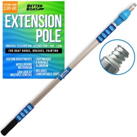 Extension Pole, Telescoping Rod, 3.5-6 ft Extendable Deck Brush Handle, Boat Hook, Painter’s Stick, 3/4" Universal End, Twist Lock, for Paint Rollers, Mops, and Long Reach Tasks