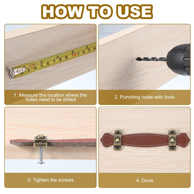 PATIKIL 4.4" Leather Drawer Pulls with Iron Sheet, 2 Pcs