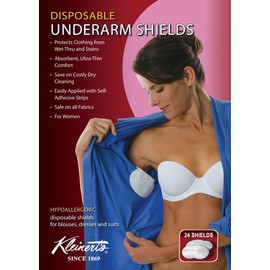 Kleinert’s Exclusively for Women Regular Size, Contoured Shape, Disposable Underarm Pads (24 Pads) Style #W-4903CS (Measures: 4 3/8" W x 4 3/4" L). Discreet, Comfortable, Sweat Free, Odor Blocker.